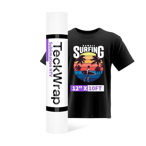 TECKWRAP Sublimations-HTV für dunkle Stoffe/helle Stoffe, 30,5 cm x 3 m, mattes Weiß, HTV-Vinyl, zum Aufbügeln, Wärmetransfer-Vinyl für Baumwoll-T-Shirts, Arbeit mit von TECKWRAP