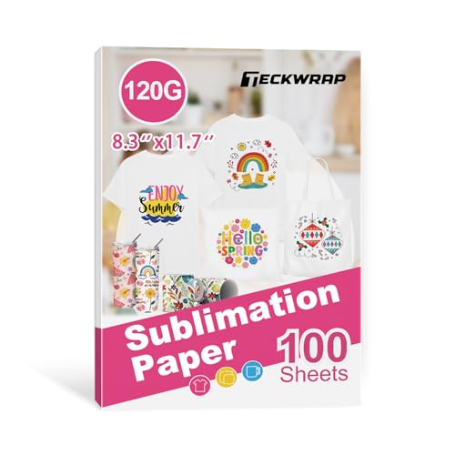 TECKWRAP Sublimationspapier, 21,6 x 29,2 cm, 100 Blatt, 120 g/m², Arbeit mit Sublimationsdrucker und Sublimationstinte, Wärmetransferpapier für beschichtete Tassen, Becher, Polyester-T-Shirts, TECKWRAP Sublimationspapier, 21,6 x 29,2 cm, 100 Blatt, 120 g/m², Arbeit mit Sublimationsdrucker und Sublimationstinte, Wärmetransferpapier für beschichtete Tassen, Becher, Polyester-T-Shirts, von TECKWRAP
