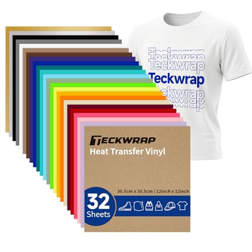 TECKWRAP Wärmetransfer-Vinylbögen, 30,5 x 30,5 cm, HTV-Vinylbögen zum Aufbügeln, für T-Shirts, Kleidung und Stoffe, 23 Stück, für alle Schneidemaschinen – einfach zu schneiden und zu übertragen TECKWRAP Wärmetransfer-Vinylbögen, 30,5 x 30,5 cm, HTV-Vinylbögen zum Aufbügeln, für T-Shirts, Kleidung und Stoffe, 23 Stück, für alle Schneidemaschinen – einfach zu schneiden und zu übertragen von TECKWRAP