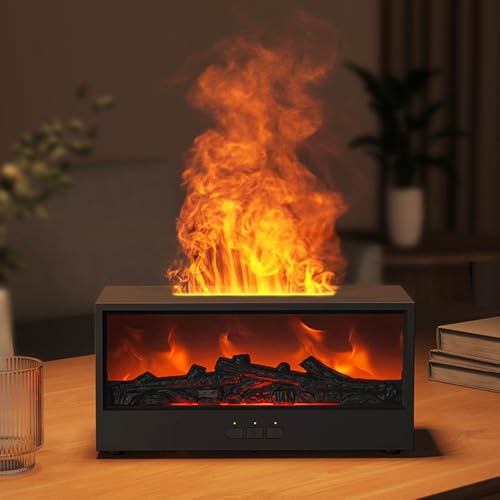 Flammen Aroma Diffusor, 150ml Diffusor für ätherische Öle Luftbefeuchter mit kabelloser Fernbedienung, Duftöl Diffusor mit 7-Farben Licht Automatische Abschaltung für das Home Office Flammen Aroma Diffusor, 150ml Diffusor für ätherische Öle Luftbefeuchter mit kabelloser Fernbedienung, Duftöl Diffusor mit 7-Farben Licht Automatische Abschaltung für das Home Office von TECKZOON