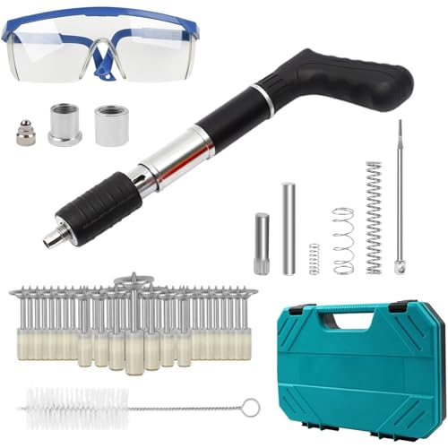 Manuelle Mini Nagelpistole aus Stahl,5 Gänge Einstellbar Bolzenschussgerät Wandnagelpistolen mit 100 Runden Nägeln, Stahlnagelpistole Betonnagelpistole für Deckenwandanker, Drahtschlitzgerät,Hauswand Manuelle Mini Nagelpistole aus Stahl,5 Gänge Einstellbar Bolzenschussgerät Wandnagelpistolen mit 100 Runden Nägeln, Stahlnagelpistole Betonnagelpistole für Deckenwandanker, Drahtschlitzgerät,Hauswand von TECKZOON