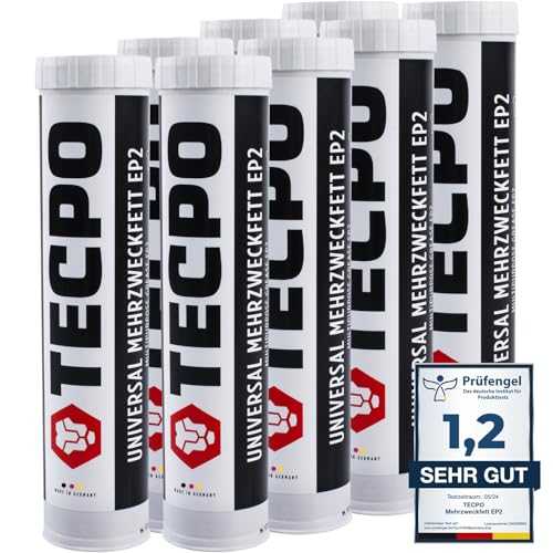 10x TECPO Universal Mehrzweckfett 400g– Kartusche Schmierfett, Lithiumfett, Universalfett, KFZ-Schmierung, wasserbeständig von TECPO