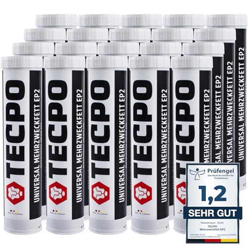 TECPO 20x Universal Mehrzweckfett 400g– Kartusche Schmierfett, Lithiumfett, Universalfett, KFZ-Schmierung, wasserbeständig von TECPO