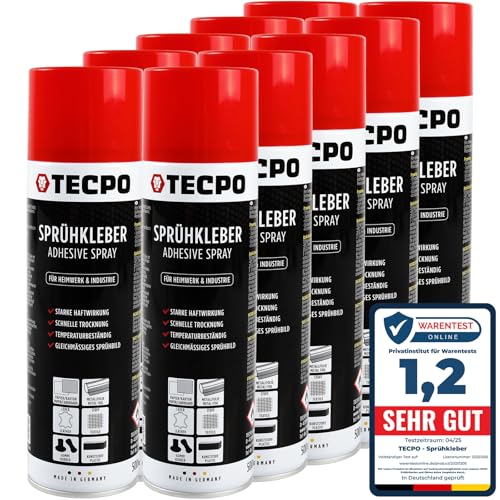 TECPO 10x Sprühkleber, 500ml Industriekleber, Kontaktkleber Alleskleber für Leder, Schaumstoff, Kunststoff, Metall, Papier, Gummi uvm. TECPO 10x Sprühkleber, 500ml Industriekleber, Kontaktkleber Alleskleber für Leder, Schaumstoff, Kunststoff, Metall, Papier, Gummi uvm. von TECPO