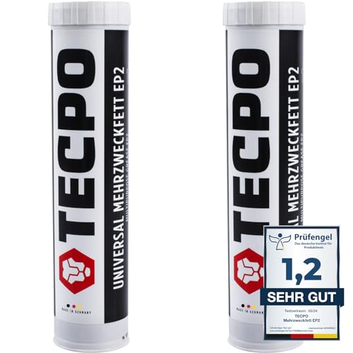 TECPO 2x Universal Mehrzweckfett EP2 400g Kartusche Schmierfett, Lithiumfett, Universalfett, KFZ-Schmierung, wasserbeständig, KP2K-30 Lithium Fett von TECPO