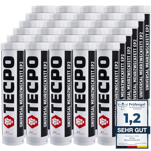 TECPO 30x Universal Mehrzweckfett 400g– Kartusche Schmierfett, Lithiumfett, Universalfett, KFZ-Schmierung, wasserbeständig von TECPO
