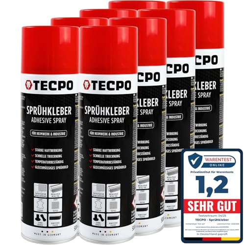 TECPO 8x Sprühkleber, 500ml Industriekleber, Kontaktkleber Alleskleber für Leder, Schaumstoff, Kunststoff, Metall, Papier, Gummi uvm. TECPO 8x Sprühkleber, 500ml Industriekleber, Kontaktkleber Alleskleber für Leder, Schaumstoff, Kunststoff, Metall, Papier, Gummi uvm. von TECPO