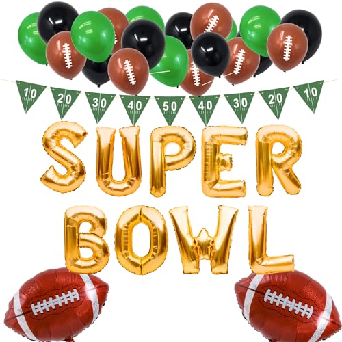 Super Bowl Deko 2024 - XXL Set zur Superbowl Party mit 45 Teilen - Girlande, Ballons, Folienballons - grün, schwarz von TEDORU