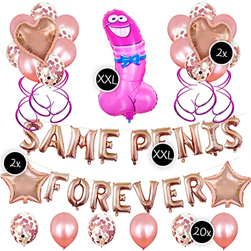 XXL „SAME P*NIS FOREVER“ Deko Set zum Junggesellenabschied | Großer Schriftzug + XXL Folienluftballon + 4 XXL Stern- und Herz-Folienluftballons + 20 Luftballons | JGA Deko für die Bride to Be XXL „SAME P*NIS FOREVER“ Deko Set zum Junggesellenabschied | Großer Schriftzug + XXL Folienluftballon + 4 XXL Stern- und Herz-Folienluftballons + 20 Luftballons | JGA Deko für die Bride to Be von TEDORU