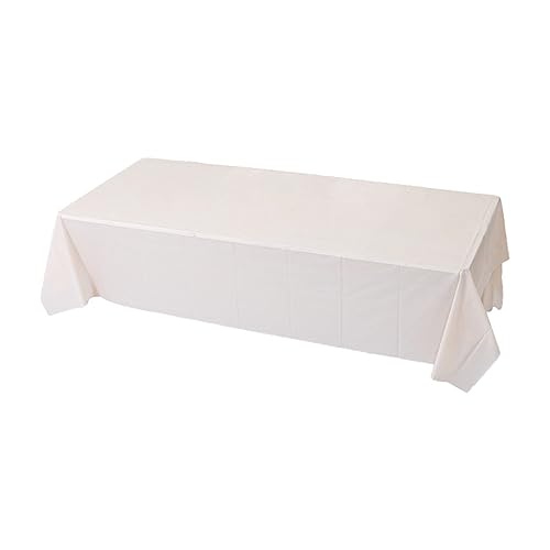 Hochwertige Einweg-Kunststoff-Tischdecke (137,2 x 274,3 cm), rechteckige Tischdecke für Hochzeit, Party, Bankett, dehnbare Tischdecken, 1,8 m, Beige, Einheitsgröße von TEEKU