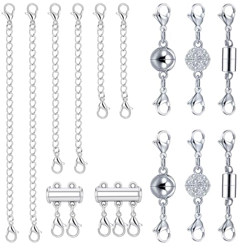 TEEUCNY Magnet Schmuck-Verschlüsse, Verlängerung Kette, Magnetische Karabinerverschlüsse Ketten Layering Verschluss, Verlängerung Kette für Armband, Halskette, Schmuck, Schmuckherstellung 14 Stück von TEEUCNY