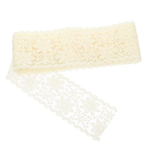TEHAUX 1 Rolle Bastelstoff selber machen hochzeitsdekoration wedding decoration Kleidungsspitze house decoration für elegant Stickerei Spitzenbesatz breiter Spitzenbesatz Milchseide Beige von TEHAUX