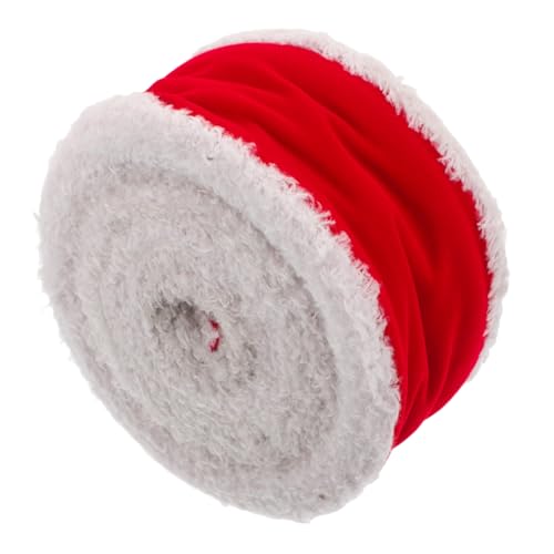 TEHAUX 1 Rolle Breites Band Weihnachtsbaumband Weißes Fellband Nähen Von Verzierungen Drahtband Zum Basteln Bogen Machen Band Samtband Weihnachten Bänder Für Handwerk Wickelband Nylon Rot von TEHAUX