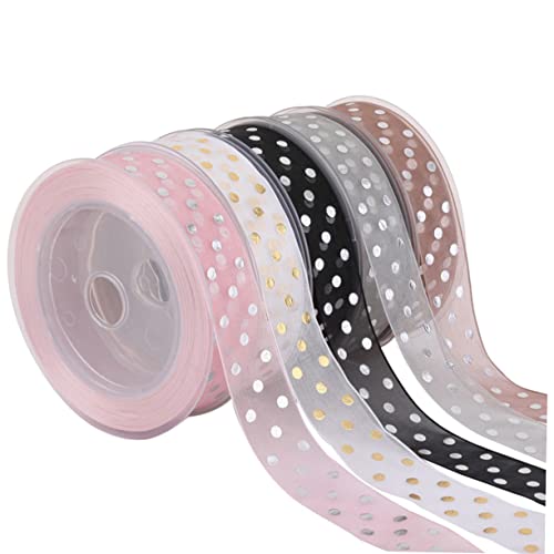 TEHAUX 1 Rolle Glitzer gepunktete Bänder Hochzeit dickes Band Stoff Bogen Willkommen seidenband ribbon glitters geschenksband geschenkeband Schleifenband gepunktete Verpackungsbänder Weiß von TEHAUX