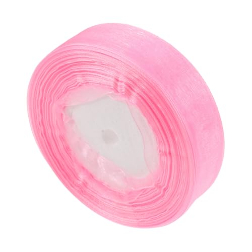 TEHAUX 1 Rolle Verpackungsband Band Für Blumen Tüllband Bandhalsband Organza-satinband Polyesterband Mit Farbverlauf Valentinsband Dekorative Wickelbänder Valentinstag Bänder Rosa Chiffon von TEHAUX