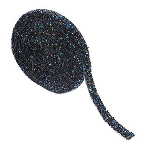 TEHAUX 1 Rolle dekoratives Strassband hochzeitsdeko hochzeitsdeco bastelmaterial decoration Strass-Kit Mastix aufkleber Kleidung Strassstreifen selbstklebender Strassstreifen Harz Black von TEHAUX