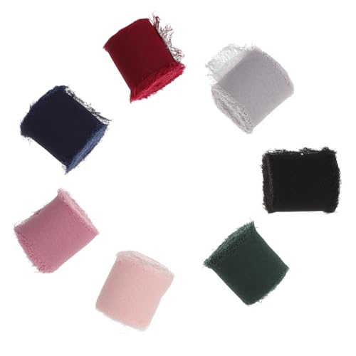 TEHAUX 1 Satz Dekorative Chiffonbänder Fransen Bouquet Ribbons Für Hochzeitskarten Diy Dekorationen Farben Weinrot Nude Taupe Für Feierlichkeiten Geschenkverpackungen 7roll von TEHAUX