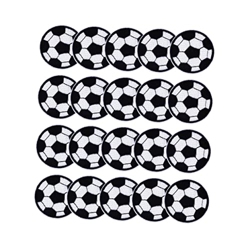 TEHAUX 1 Satz Fußball Stickerei Patches Aufnäher Für Kleidung Taschen Und Schuhe Zur Dekoration Und Reparatur Waschbare Applikationen Für Diy Projekte 20 Stück von TEHAUX