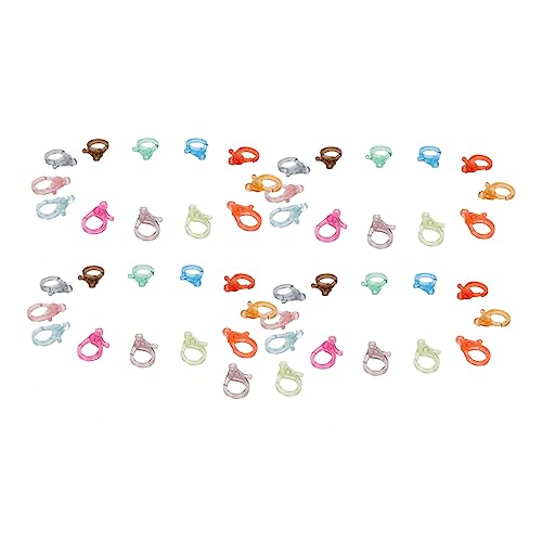 TEHAUX 1 Satz Hummerclip Cliphaken Schlüsselbundclip Schlüsselbundzubehör Herstellung Hummerschere Groß Klaue Schlüsselanhänger Karabinerhaken Karabinerverschluss Colorful Acryl 50 Stück von TEHAUX