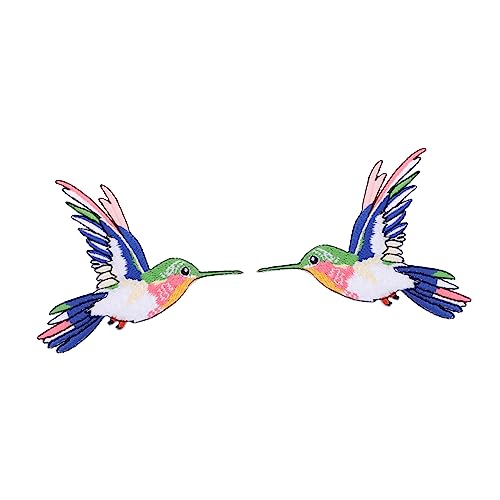 TEHAUX 1 Satz Hummingbird Aufnäher Bügelapplikation Für Diy Bekleidung Gestickte Patches Für Jeans Taschen Hüte Und Handwerksprojekte Langlebig Und Farbecht 2 Stück von TEHAUX