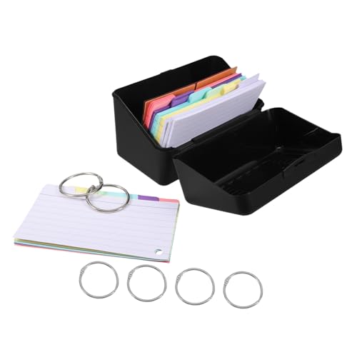 TEHAUX 1 Satz Karteikarten Aufbewahrungsbox Set Schwarze Desktop Karteikarten Organizer Box mit Linierten Indexkarten Trennkarten für Büro und Kreative DIY Projekte TEHAUX 1 Satz Karteikarten Aufbewahrungsbox Set Schwarze Desktop Karteikarten Organizer Box mit Linierten Indexkarten Trennkarten für Büro und Kreative DIY Projekte von TEHAUX