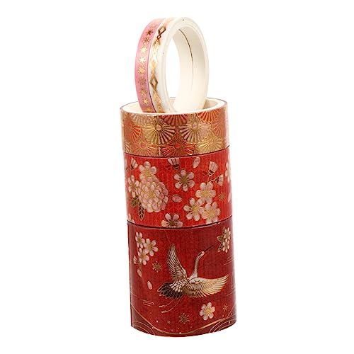 TEHAUX 1 Satz Kran Washi Tape Die Chinesen Scrapbook Einladung Dekoration Kettelstifte Bildbuch Dekoration Sammelalbum Dekoratives Bastelband Abdeckband Tagebuchband Papier Rot 5rollen von TEHAUX