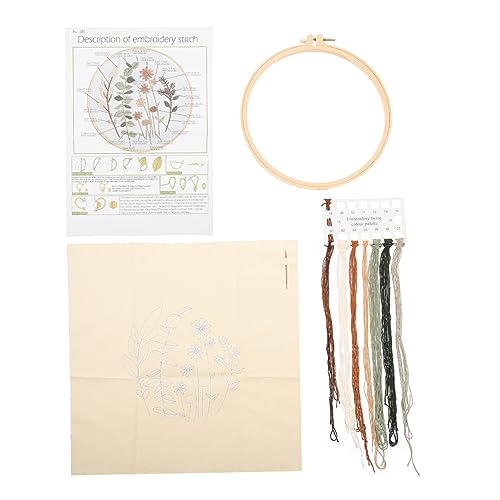 TEHAUX 1 Satz Stickerei-Starter-Kit Stich Stickpackung mit Muster DIY-Sticksets Bausätze Bausatz Stickereien mit Blumenmustern Nähzubehör dekorative Sticksets Bettwäsche aus Baumwolle von TEHAUX