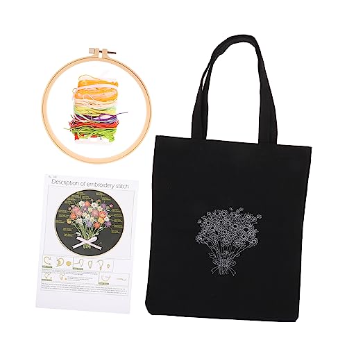 TEHAUX 1 Satz Tasche Aus Kreuzstich-segeltuch Handtaschen Bausatz Stickerei Stoff Bausätze Gewebte Kreuzstich-set Bastelset Dekoratives Stickset Nähset Für Anfänger Polyester Black von TEHAUX