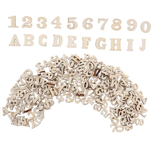 TEHAUX 1 Satz Teiliges Set Holzbuchstaben Und Zahlen Naturbelassen Robustes Material Für Diy Bastelprojekte Frühe Bildung Kreative Dekoration Und Individuelles Raumdesign 200 Stück von TEHAUX