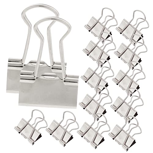TEHAUX 1 Schachtel Mappe Heftklammern Groß Heftklammern Für Papier Heftklammern Für Studenten Büroklammern Dokumentieren Dokument-organizer-clips Binder-clip-dekorationen Silver Metall von TEHAUX