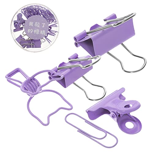 TEHAUX 1 Schachtel Quittungsklammern geldumschläge umschlag schriftzüge bescherung Dokumentenhefter paper clip kleine Büroklammern Büroklammerhalter für den Schreibtisch Metall Violett von TEHAUX