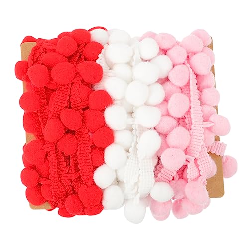 TEHAUX 1 Set Quasten Bommelband Bänder Pompom Bälle Wollspitzenbesatz Pompom Sackleinenband Fransen Pompom Bastel Pompons Lamettaband Fluff Party Große Pompoms von TEHAUX