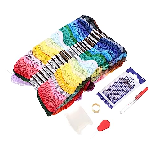 TEHAUX 1 Set Stickgarn DIY Stickzubehör Stoffstickerei Spulen Organizer Quilt Stickset Stickstrang Metallic Garn Sticharmband Herstellungsset Polyester von TEHAUX
