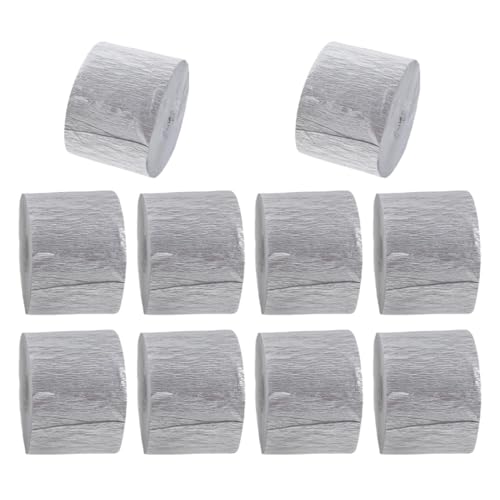 TEHAUX 10 Rollen Silber Krepppapier Deko Flexible Party Deko für Hochzeit Geburtstag Fest Langlebige Leicht Formbare Papier-luftschlangen für Kreative DIY Dekorationen von TEHAUX