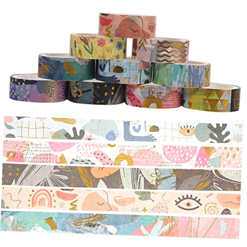 TEHAUX 10 Rollen Taschendekorband Klebepunkte Bastelpapierband Spender Klebestreifen kariertes Band DIY Washi Tape basteln Vintage Washi Tape Scrapbook-DIY-Klebebänder Japanisches Papier von TEHAUX