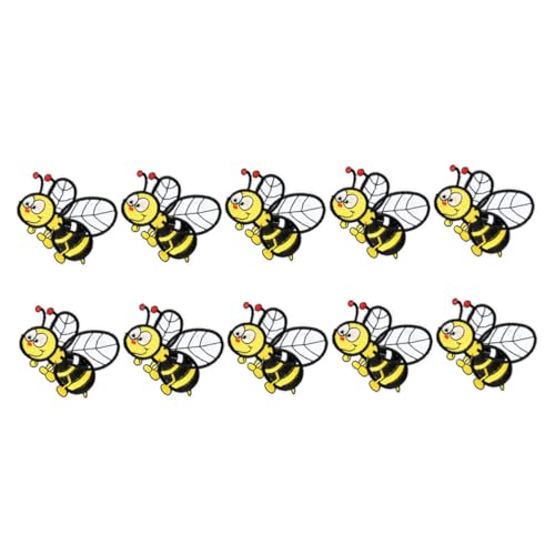 TEHAUX 10 Stück Niedliche Bienen Patches zum Aufnähen und Aufbügeln Bestickte DIY Stoffapplikationen für Kleidung Taschen Schuhe Hüte Reparaturfreundlich und Langlebig von TEHAUX