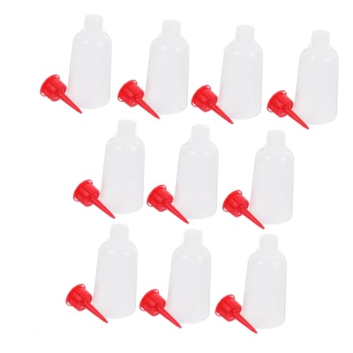 TEHAUX 10 Stück Quetschflaschen mit Rotem Deckel Präzise Kunststoff kleberflaschen mit Feiner Nadelspitze für Acrylfarbe Bastelkleber und Lebensmittel Vielseitig Einsetzbar für von TEHAUX