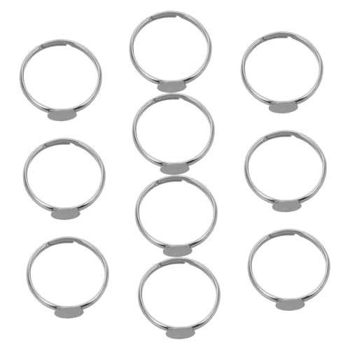 TEHAUX 10 Stück Ringe Zum Basteln Von Schmuck Edelstahl Pad Ringsockel Fingerringsockel Flacher Runder Ringrohling Mädchen Verstellbare Ringe Edelstahl Flacher Runder von TEHAUX
