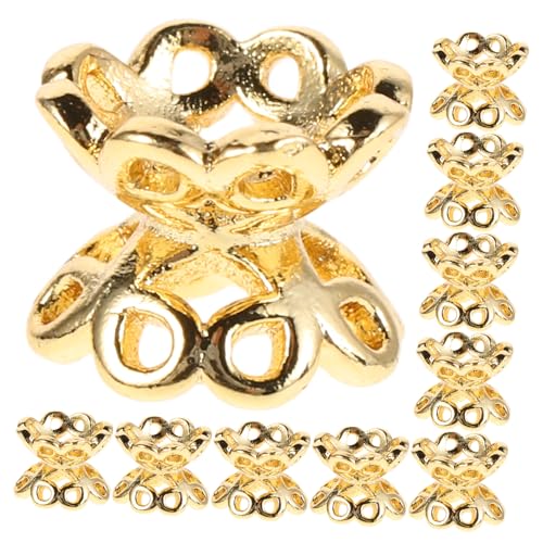 TEHAUX 10 Stück Teiliges DIY Schmuck Perlenkappen Doppelseitige Kupferne Spacer Perlen mit Hohlem Design Vielseitig für Armbänder und Halsketten Material für Individuelle TEHAUX 10 Stück Teiliges DIY Schmuck Perlenkappen Doppelseitige Kupferne Spacer Perlen mit Hohlem Design Vielseitig für Armbänder und Halsketten Material für Individuelle von TEHAUX
