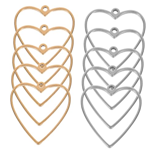 TEHAUX 10 Stück Teiliges Edelstahl Herz Anhänger Rahmen Hohl und Langlebig Offene Fassung für Resin Schmuckherstellung Geeignet für Ohrringe und Halsketten Dekorative DIY Schmuckanhänger von TEHAUX