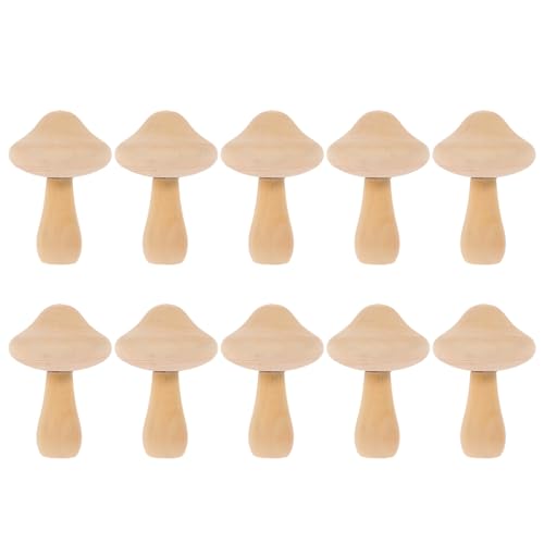 TEHAUX 10 Stück Teiliges Holzpilz Deko zum Bemalen DIY Bastelspielzeug für Innenbereich Festival Weihnachtsfeier Kreative Blanke Pilzfiguren Holzdeko zum Selbstgestalten von TEHAUX
