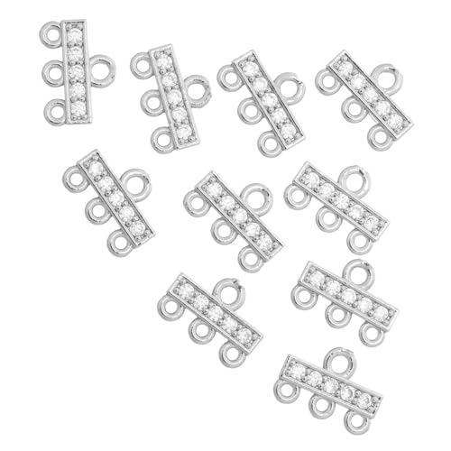 TEHAUX 10 Stück Teiliges Schmuckverbinder mit Vergoldeten Zirkoniastrass Multi Strang Verbindern Mehrreihiger Verschluss für DIY Perlenarmbänder und Halsketten Silberfarbene Charm TEHAUX 10 Stück Teiliges Schmuckverbinder mit Vergoldeten Zirkoniastrass Multi Strang Verbindern Mehrreihiger Verschluss für DIY Perlenarmbänder und Halsketten Silberfarbene Charm von TEHAUX