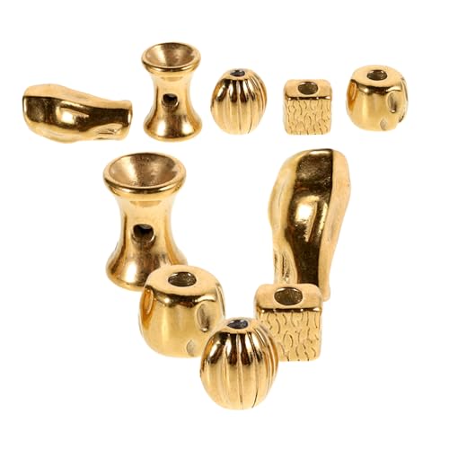 TEHAUX 10 Stück Unregelmäßige Abstandsperlen Für Schmuck Charm Armbänder Hohle Abstandsperlen Metallische Metall DIY Perlen Halskettenperlen Goldener von TEHAUX