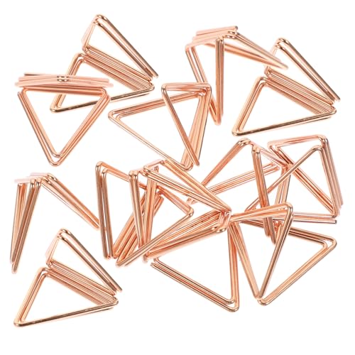 TEHAUX 10 Stück dreieckige Büroklammer Schreibtisch für Inhaber Zubehör Hochzeit schreintischorganizer büroartikel zettelhalter Desktop-Bildclips Fotoclips in Dreiecksform Eisen Rose Gold von TEHAUX