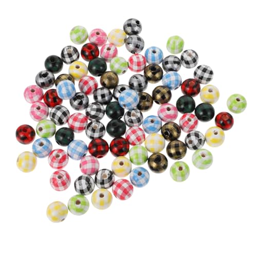 TEHAUX 100 Stück Bunte Holzperlen DIY Schmuck Bastelperlen mit Runde Abstandsperlen für Armbänder und Schlüsselanhänger Robustes Material für Basteln von TEHAUX