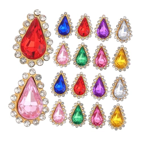 TEHAUX 100 Stück Bunte Tropfen Rhinestones für DIY Haaraccessoires Bekleidung und Schmuckherstellung Edle Handgefertigte Steinchen mit Metallrahmen für Kreative Projekte von TEHAUX