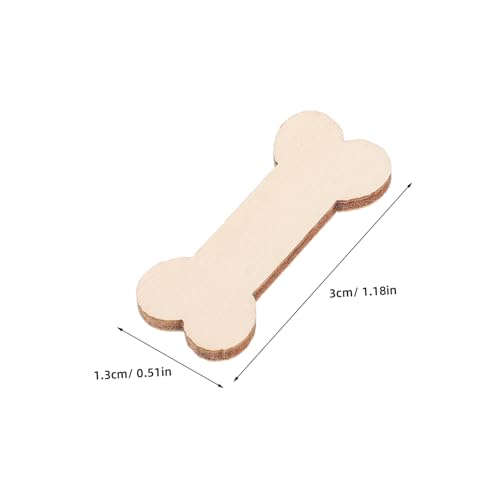 TEHAUX 100 Stück DIY Holz Knochen Deko Holzornamente Unlackiert zum Bemalen für Heimdekoration Bastelprojekte Originelles Gestalten Holzscheiben von TEHAUX