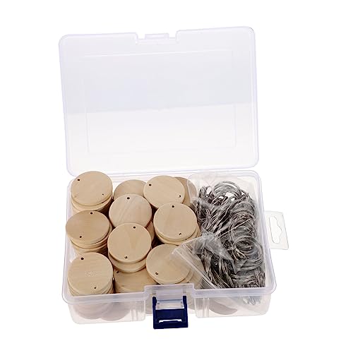 TEHAUX Schlüsselanhänger-set Aus Holzscheiben 100 Stück Runde Holzscheiben Mit Löchern Für Bastelprojekte Hochzeitsanhänger Dekorationen von TEHAUX