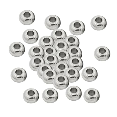 TEHAUX 100 Stück Edelstahl Perlen Runde Glatte Abstandhalter Schmuckperlen Silberfarbene Metallperlen zum Auffädeln für DIY Armband Halskette Schmuckherstellung von TEHAUX