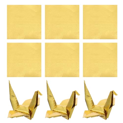 TEHAUX 100 Stück Origami-Papierblätter 3 93 Zoll Quadratisches Papier Goldpapier Zum Falten Von Papier Origami-Kraniche Einklebebuchpapier von TEHAUX